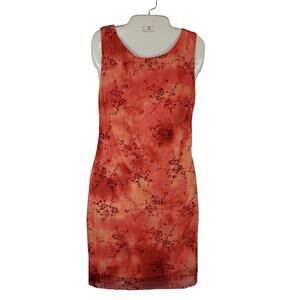Vintage Up Front Floral Burnout Sheath Sleeveless Dress S 90s Soft Grunge Y2K